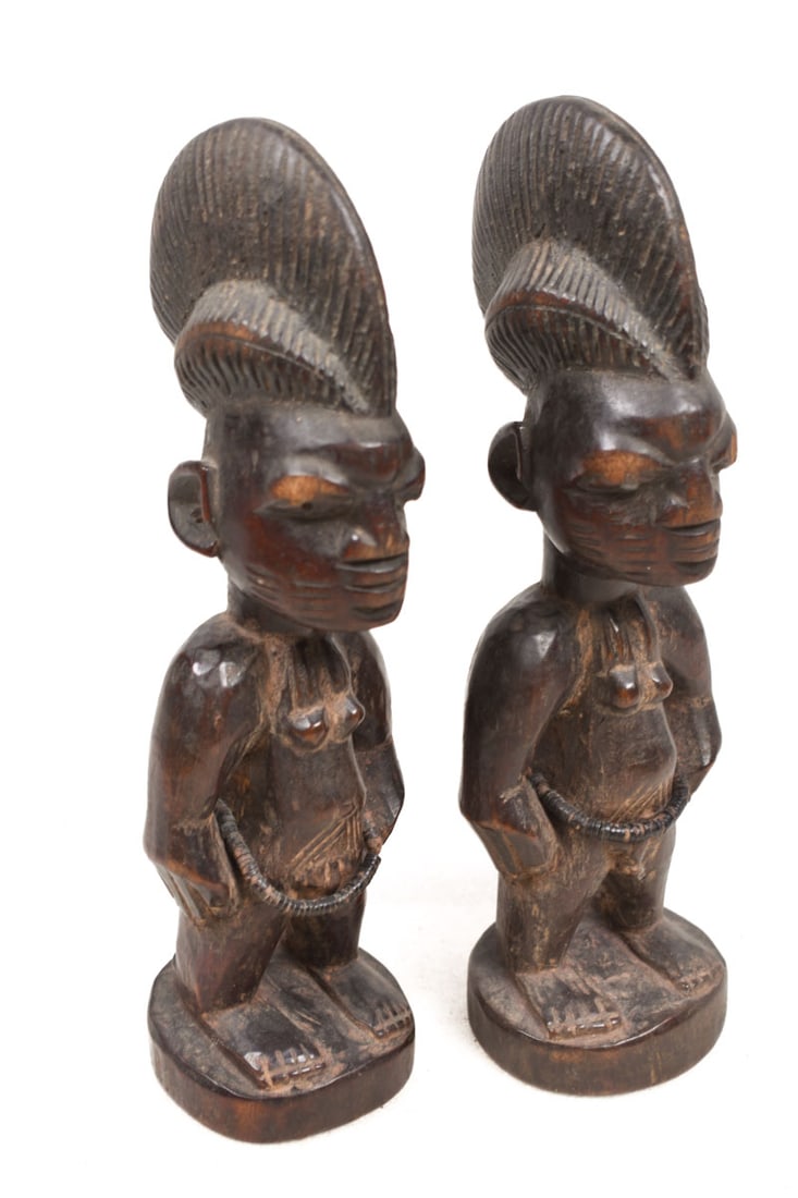 Ibeji Twin Figures – Wood, Beads – Ogbomosho – Yoruba – Nigeria (1 of 7)