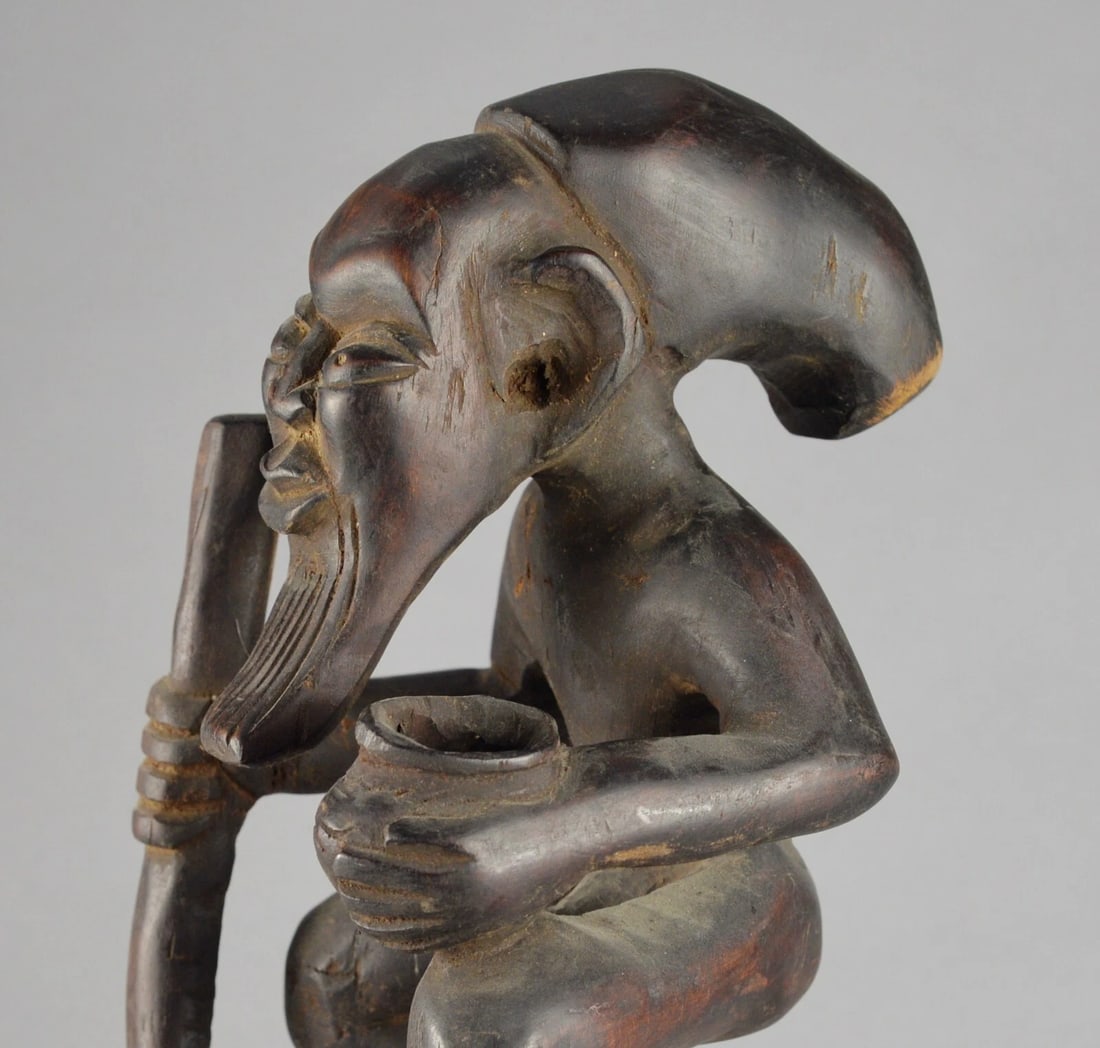 Beautiful old man figure statue sculpture Congo Rdc African art - 3