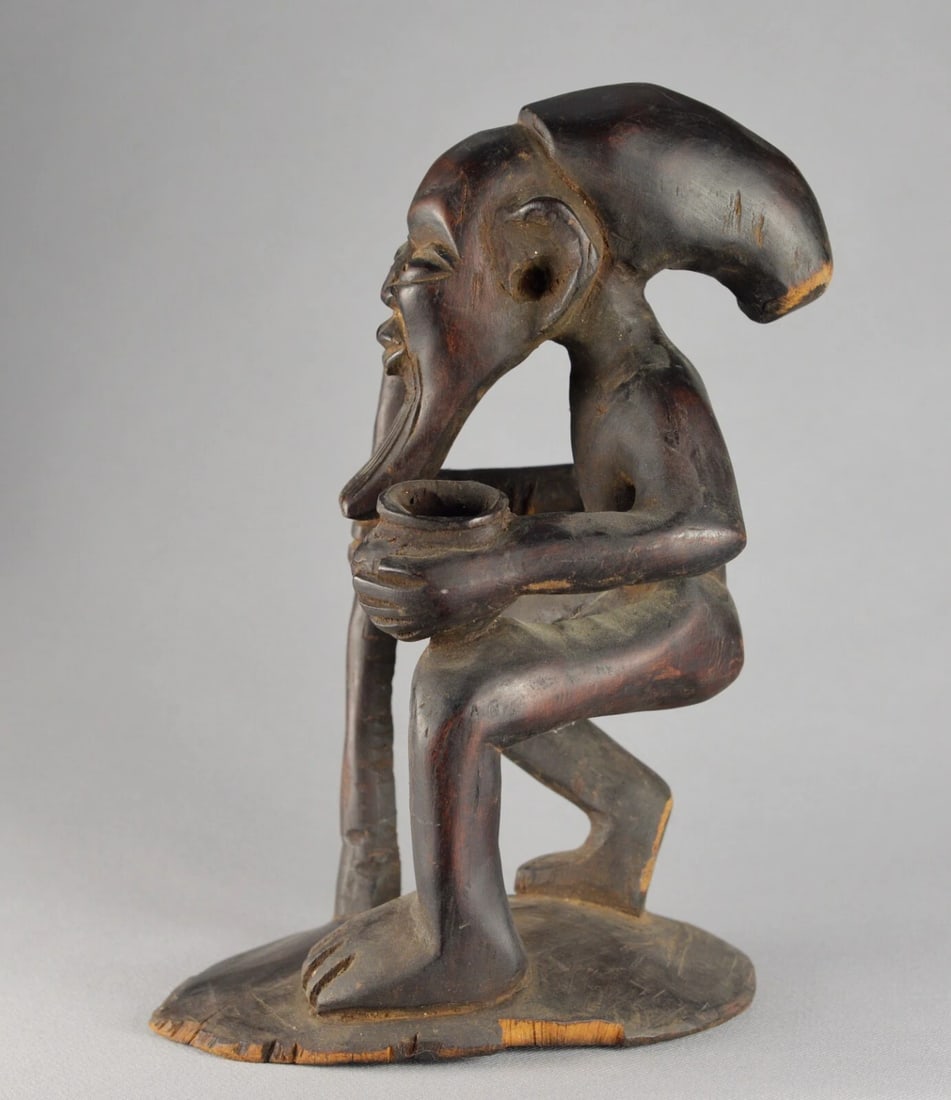 Beautiful old man figure statue sculpture Congo Rdc African art - 4
