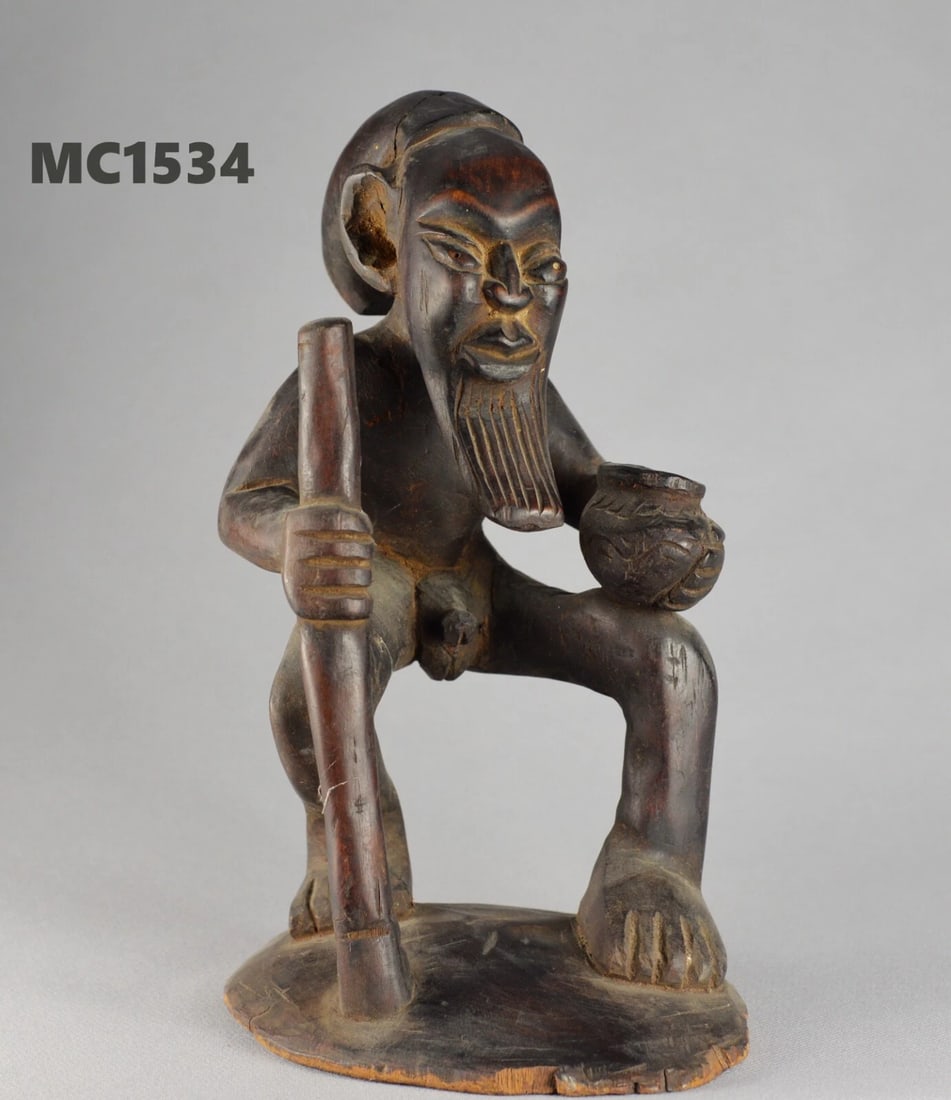 Beautiful old man figure statue sculpture Congo Rdc African art - 8