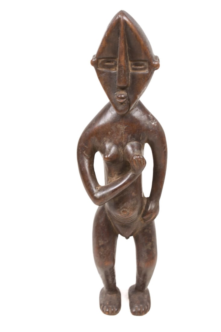 Ancestor Figure – Wood – Lwalwa – Congo: Wooden ancestor figure from the LWALWA tribe of D.R. Congo. The LWALWA tribe is related to the LULUA and live around the frontier with Angola. They are of KETE origin and come in close contact with th