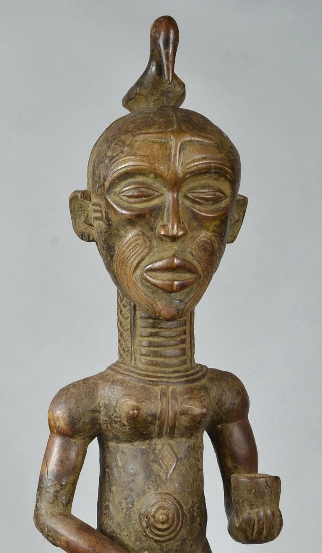 Nice & Impressive 29" figure sculpture Bena Lulua Chief Luluwa Congo Drc - 2