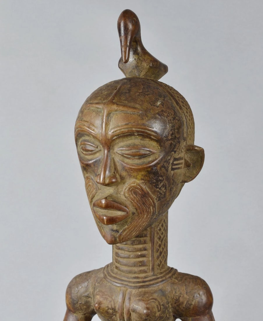 Nice & Impressive 29" figure sculpture Bena Lulua Chief Luluwa Congo Drc - 3