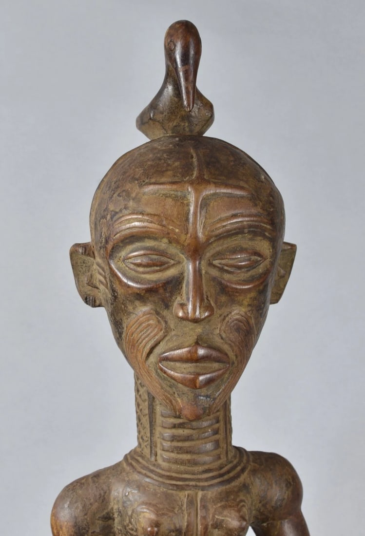 Nice & Impressive 29" figure sculpture Bena Lulua Chief Luluwa Congo Drc - 6