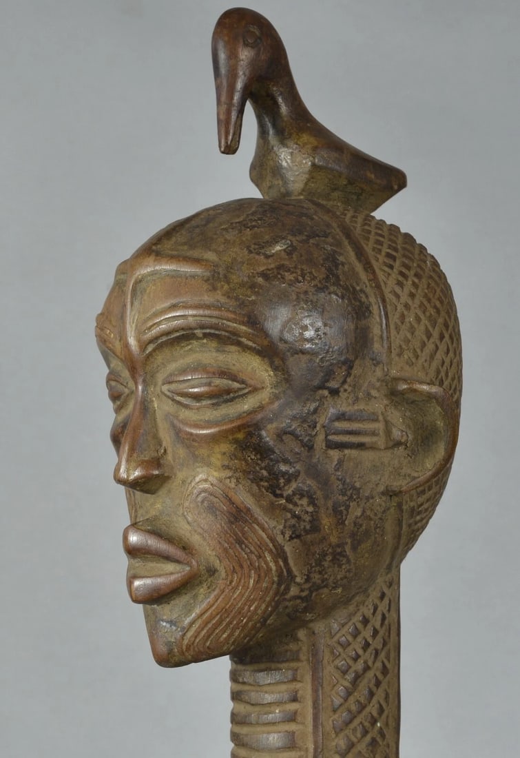 Nice & Impressive 29" figure sculpture Bena Lulua Chief Luluwa Congo Drc - 7