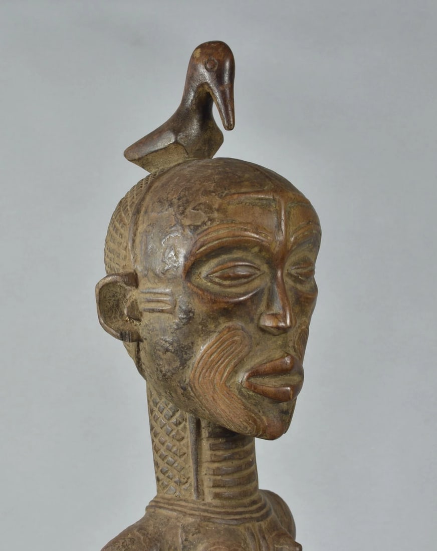 Nice & Impressive 29" figure sculpture Bena Lulua Chief Luluwa Congo Drc - 8