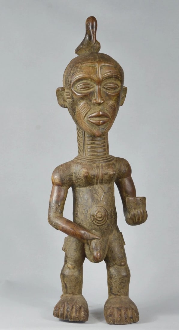 Nice & Impressive 29" figure sculpture Bena Lulua Chief Luluwa Congo Drc - 9