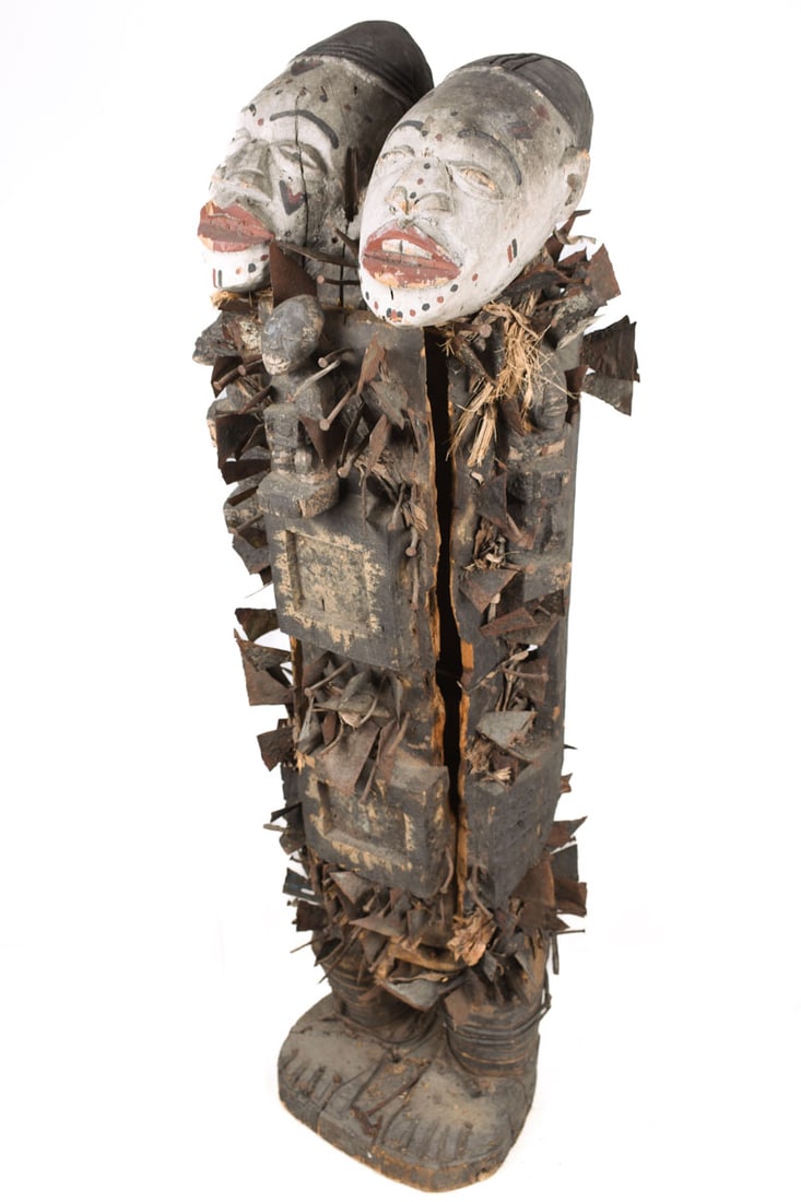 Double headed Nkisi Figure – Wood, Nails, Iron – Kongo- Congo - 6