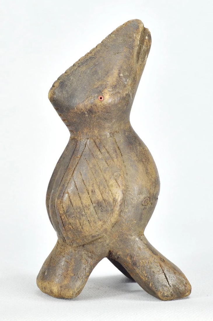 African Art Zoomorphic Lega Figure Bird Animal Statue sculpture Congo drc: LEGA Zoomorphic Figure Congo Drc MATERIAL: Wood DIMENSIONS: 19 cm lenght About 7 1/2 inches CONDITION : Medium Reserve: $120.00 Shipping:Domestic: Flat-rate of $50.00 to anywhere within
