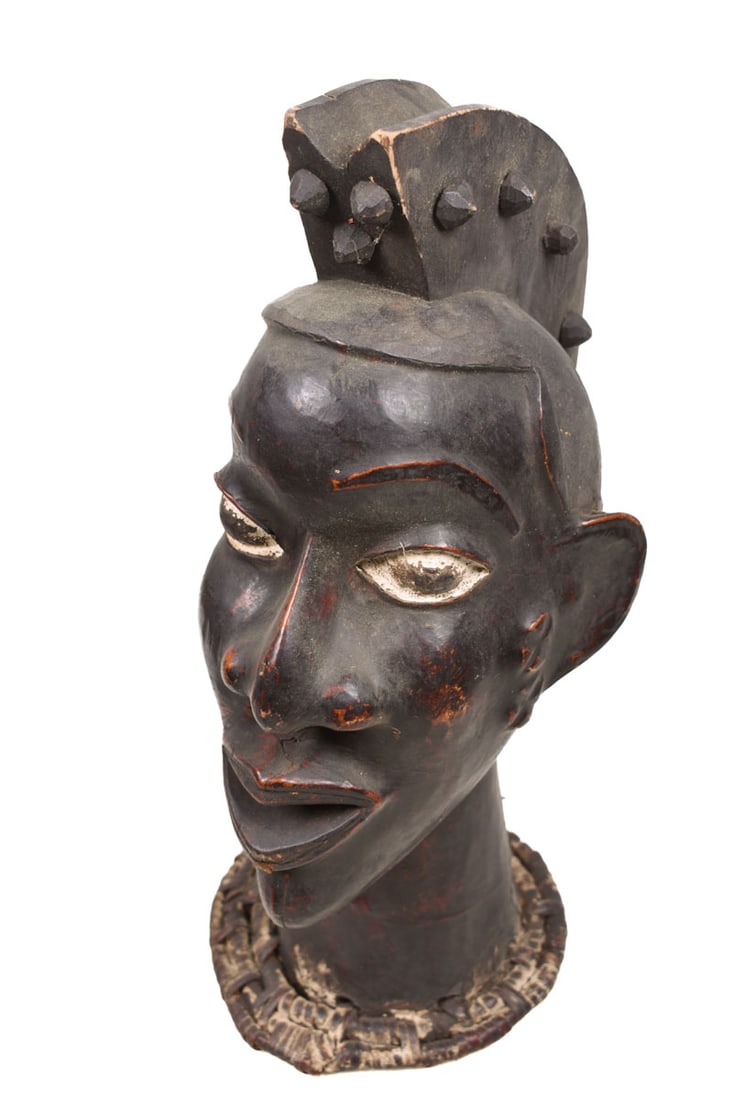 Crest Mask – Wood, Antelope skin – Ejagham – Ekoi – Nigeria (1 of 7)