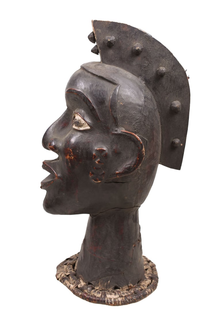 Crest Mask – Wood, Antelope skin – Ejagham – Ekoi – Nigeria - 5
