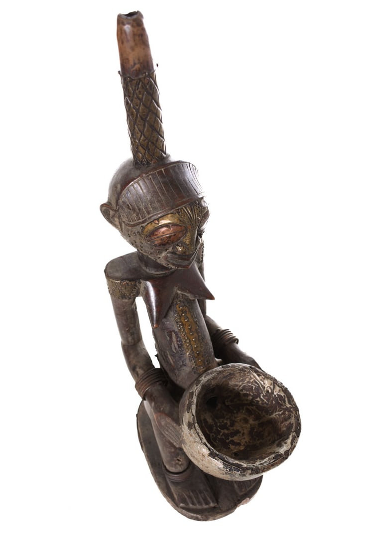 Pipe Figure – Wood, Copper – Songye – Congo - 2
