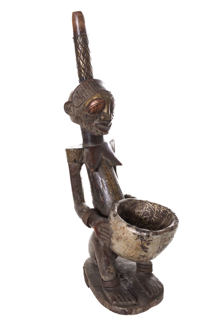 Pipe Figure – Wood, Copper – Songye – Congo - 3