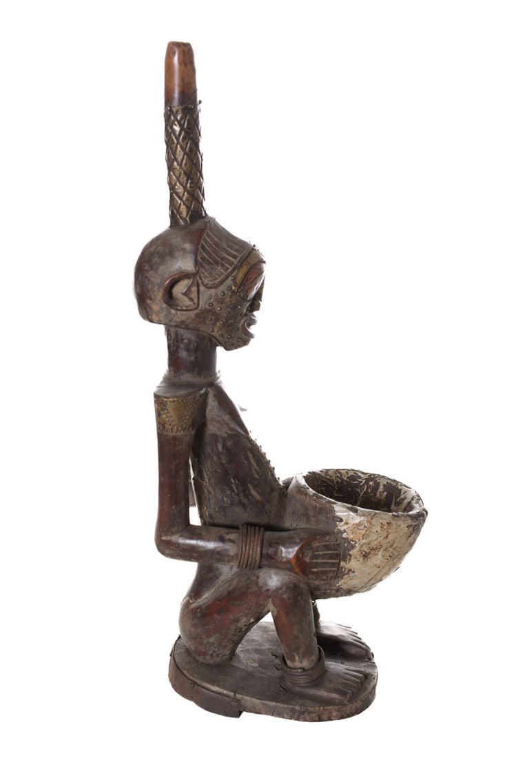 Pipe Figure – Wood, Copper – Songye – Congo - 4