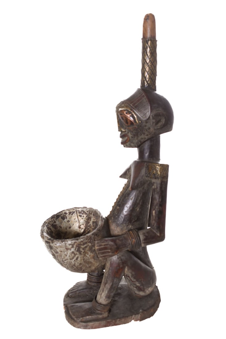 Pipe Figure – Wood, Copper – Songye – Congo - 6