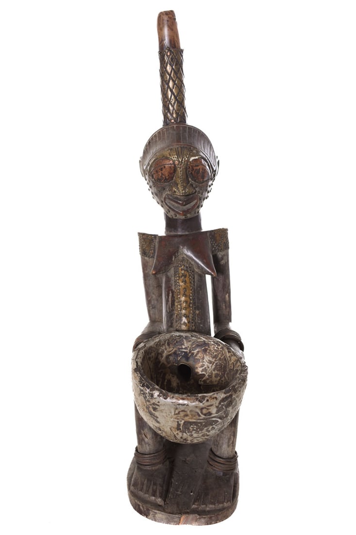 Pipe Figure – Wood, Copper – Songye – Congo - 7