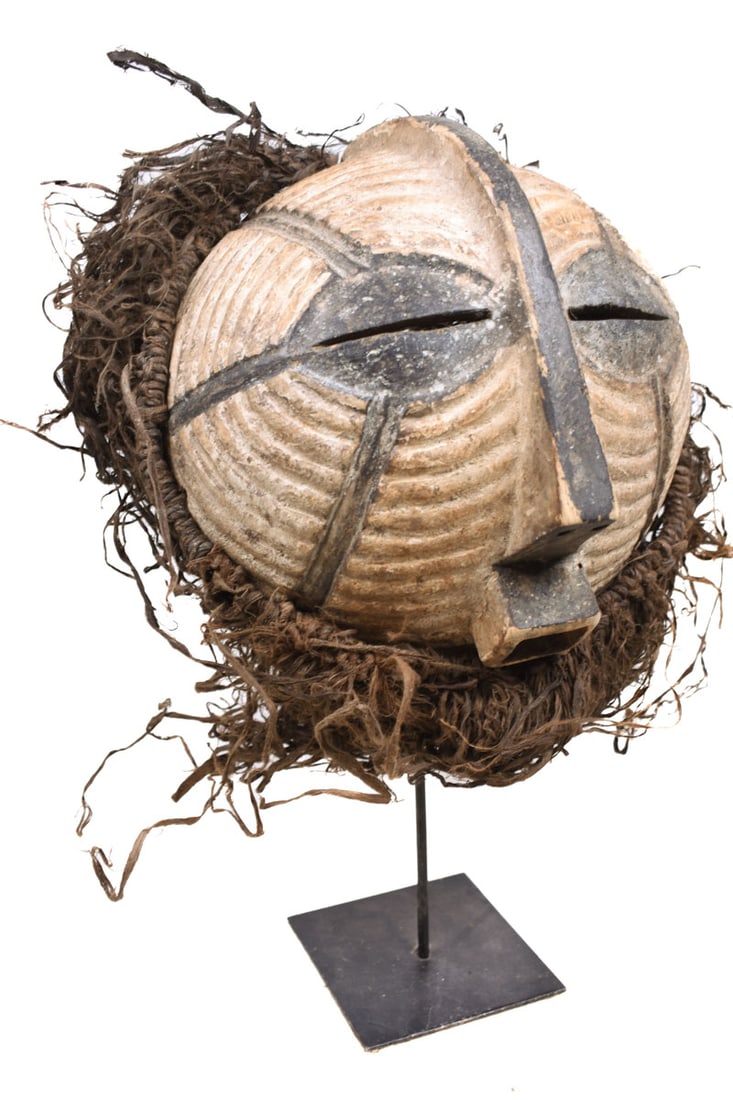 Mask – Wood, Raphia – Luba – DR Congo - 4