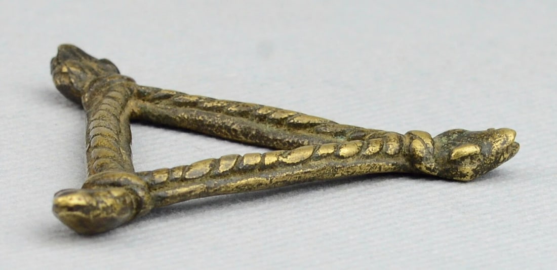 African Art Cute GAN? Brass figurine 3 snakes bronze Burkina Faso - 2