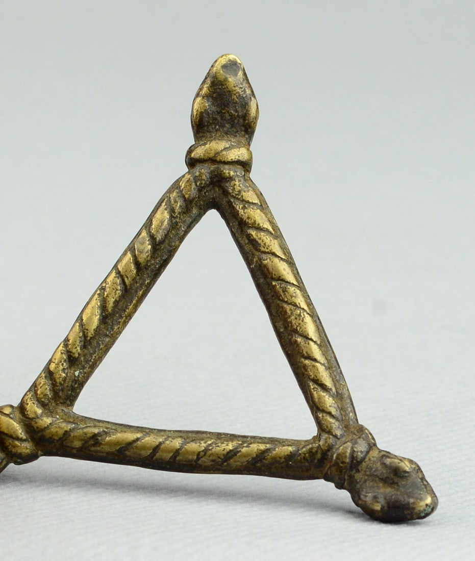 African Art Cute GAN? Brass figurine 3 snakes bronze Burkina Faso - 4