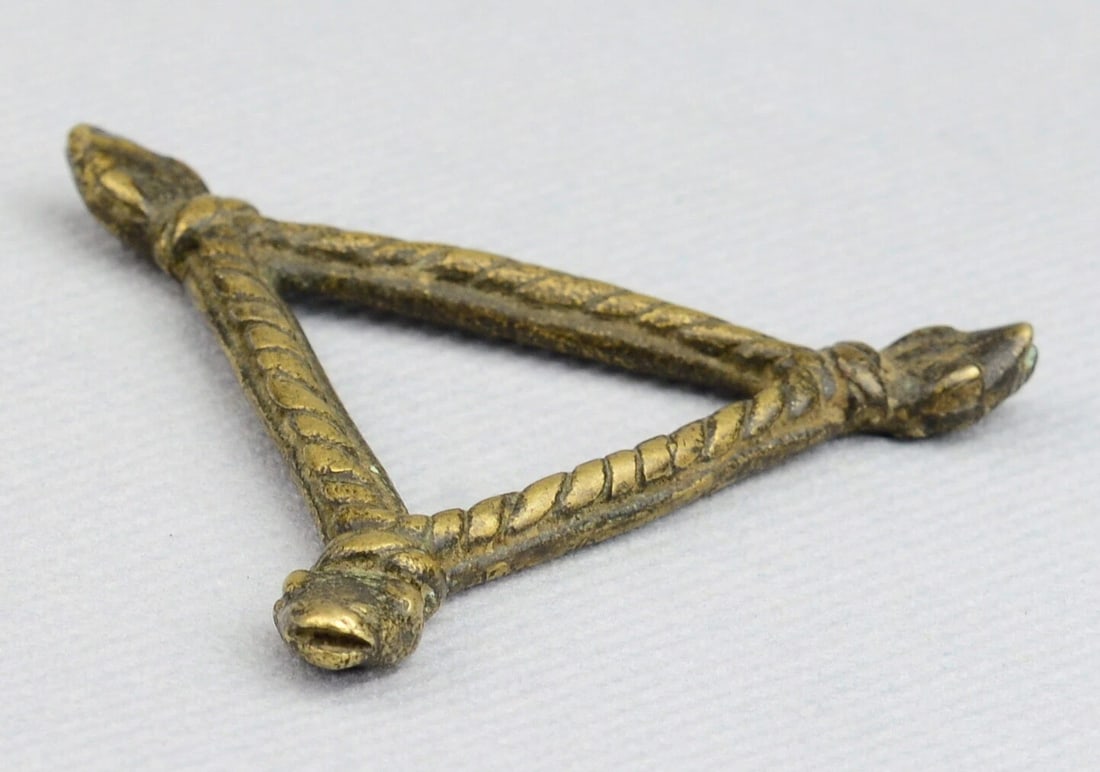 African Art Cute GAN? Brass figurine 3 snakes bronze Burkina Faso - 6