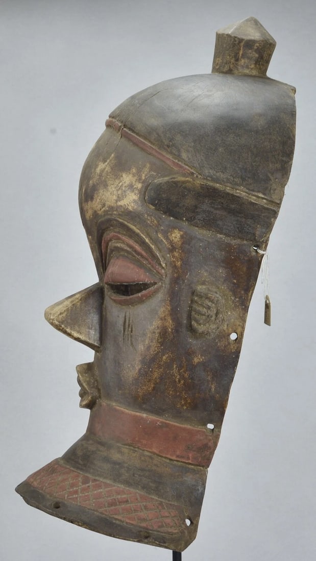 African Art Beautiful large PENDE wooden Mask Congo Rdc - 3