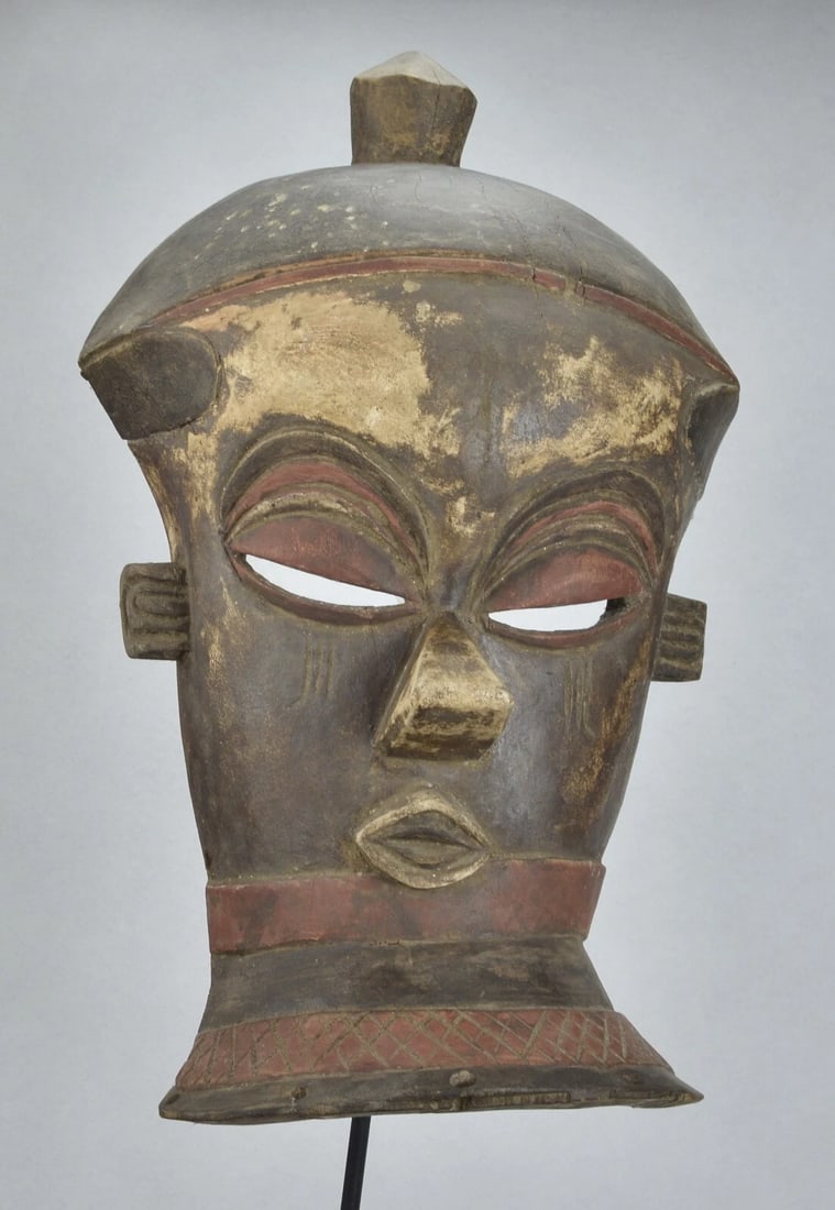 African Art Beautiful large PENDE wooden Mask Congo Rdc - 7