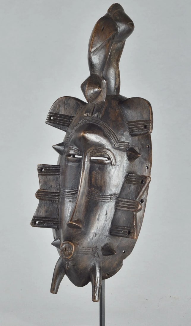 African Art " Ivory Coast" Beautiful Senufo wooden bird mask - 3