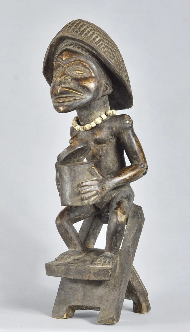 African Art large decorative chief figure TSHOKWE Chokwe statue ANGOLA - 5