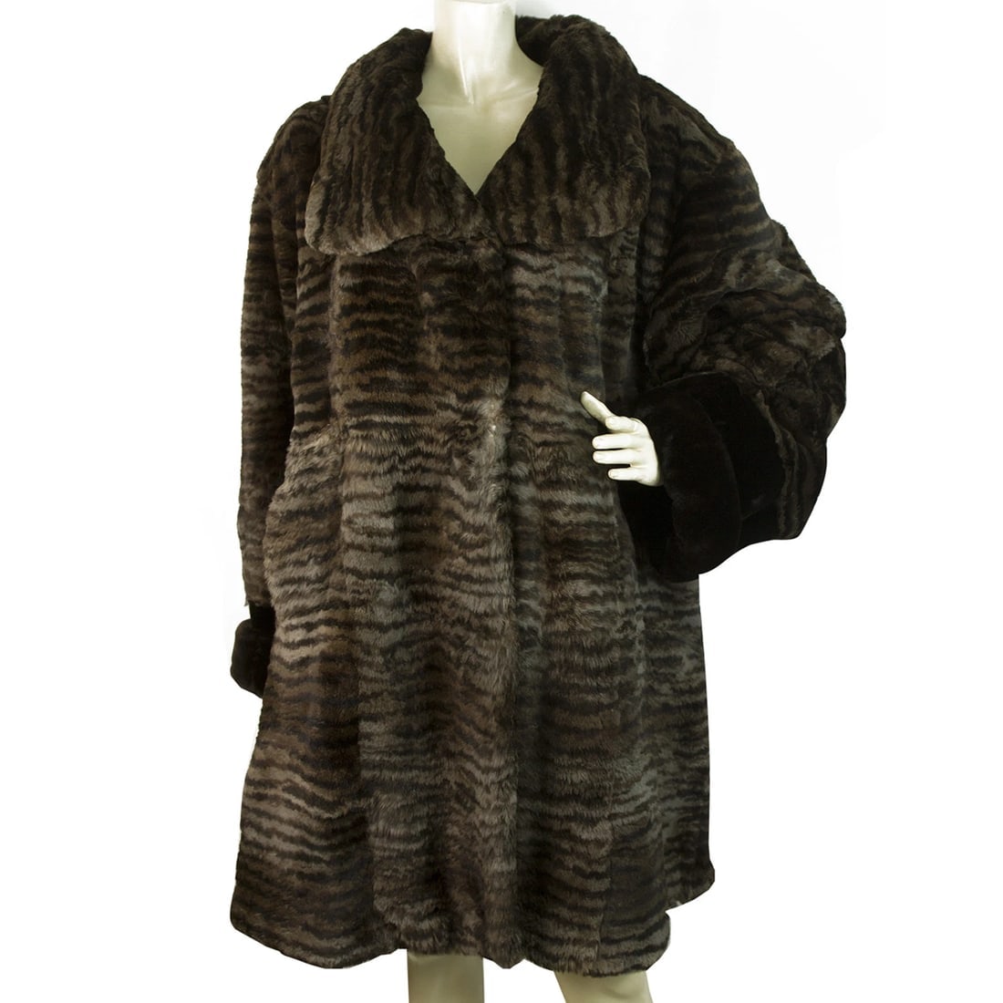 Genuine Rabbit Fur Brown Knee Length Style Fur Jacket Coat (1 of 5)