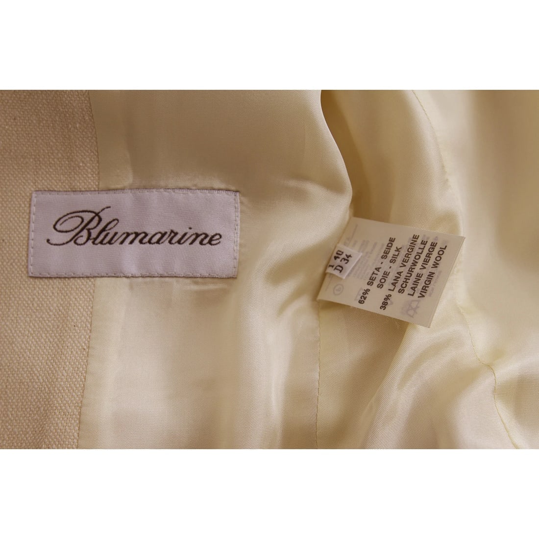 Vintage Blumarine Wool Cream Belted Jacket & Skirt silk & linen set sz 40 - 6