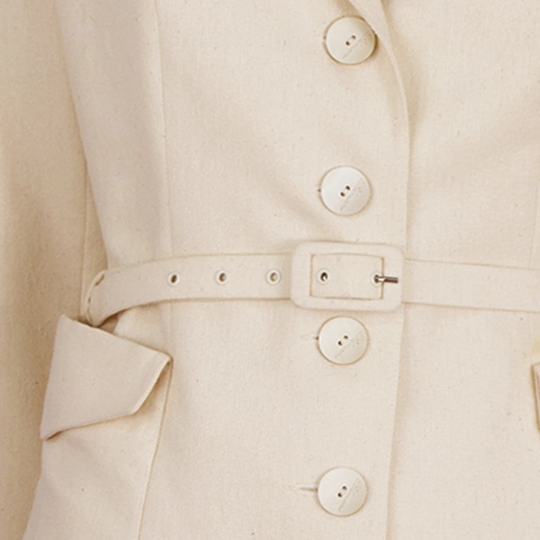 Vintage Blumarine Wool Cream Belted Jacket & Skirt silk & linen set sz 40 - 8