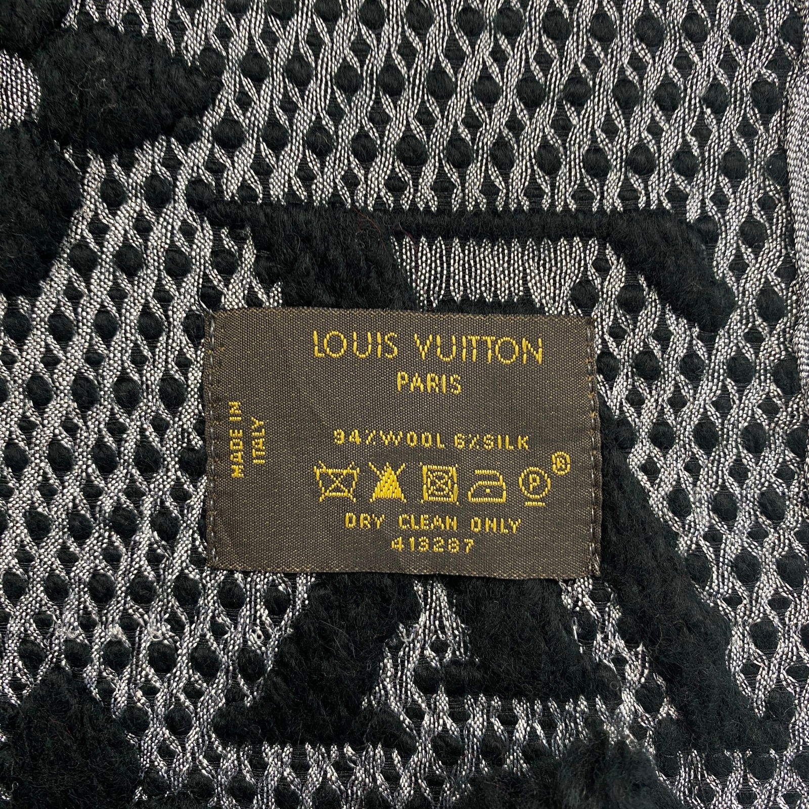 Louis Vuitton Black & Silver Thick Wool & Silk Scarf - 6