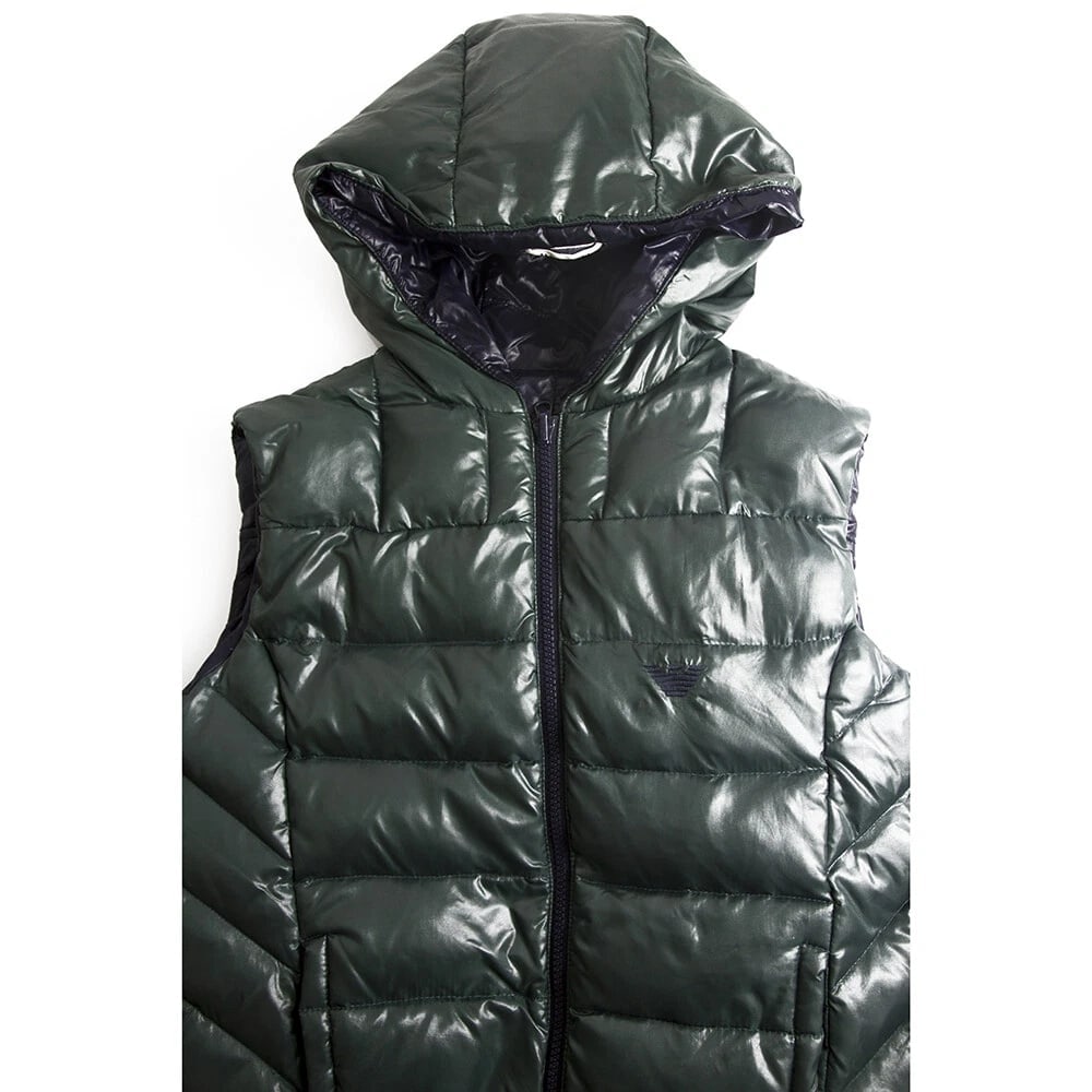 Armani Junior Green Blue Double Faced Sided Reversible Vest Jacket Boy 12 y - 5