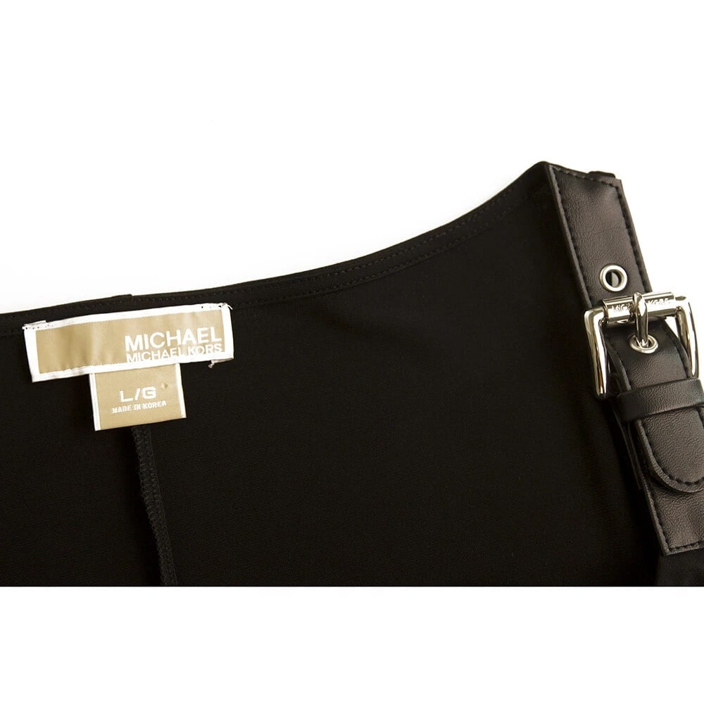 Michael By Michael Kors Black Buckle Details Knee Length dress size L - 3