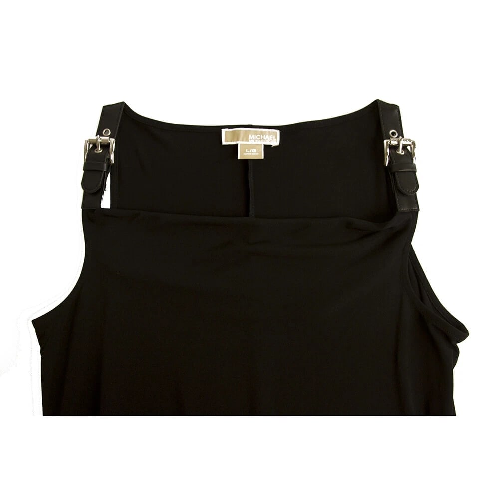 Michael By Michael Kors Black Buckle Details Knee Length dress size L - 5