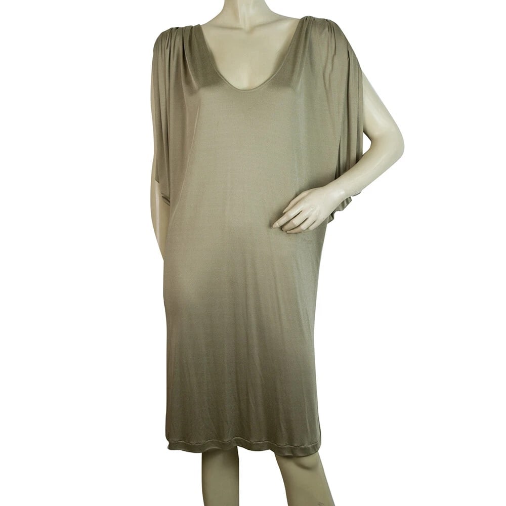 Tomas Maier Golden Metallic Shine Viscose Silk Knee Length Dress - Sz 36 (1 of 6)