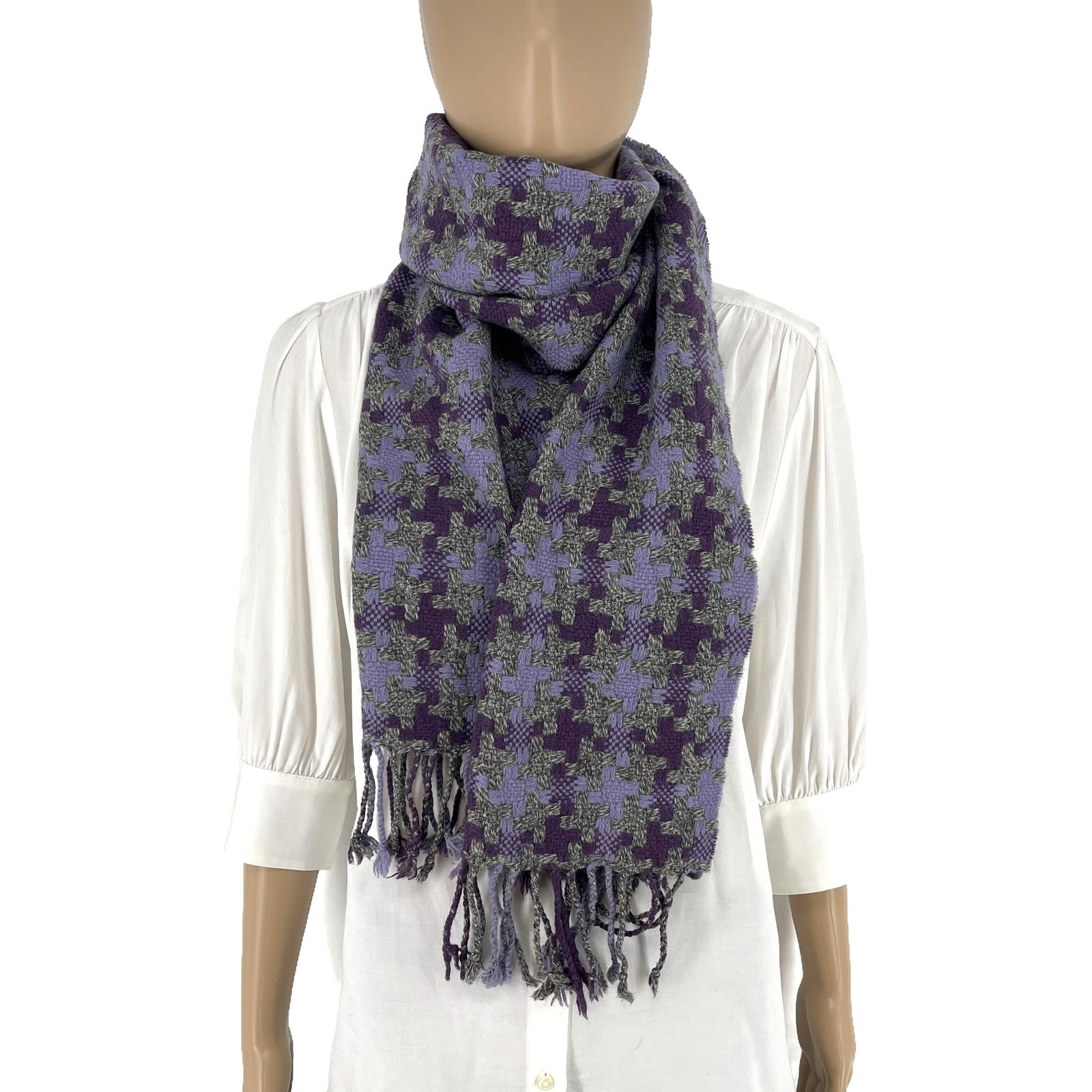 Pierre Balmain Purple 100% Wool Scarf - 4