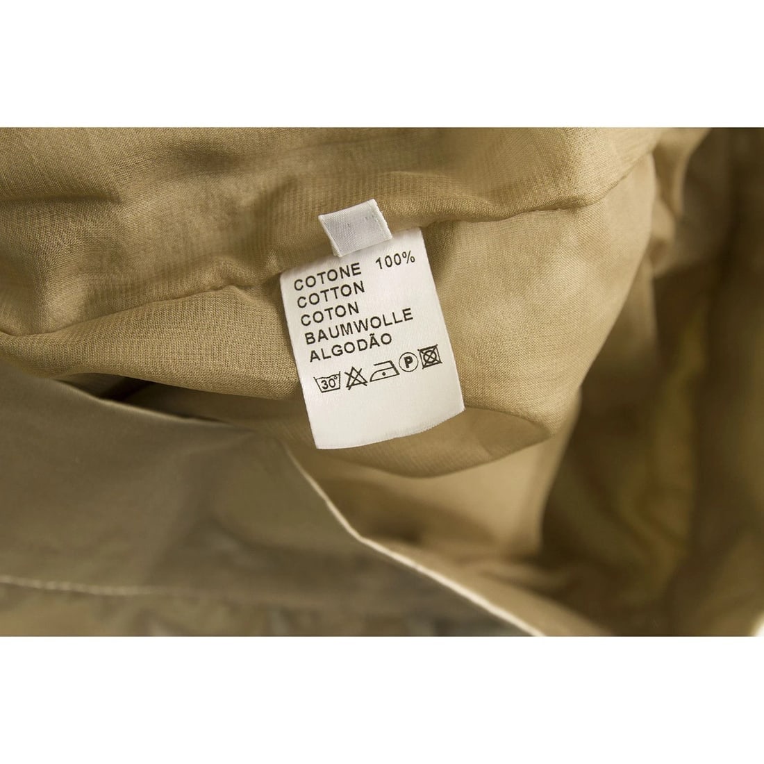 Haute Shiny Cotton V Neckline Ruched Mini Length Beige Dress - Size 42 - 5