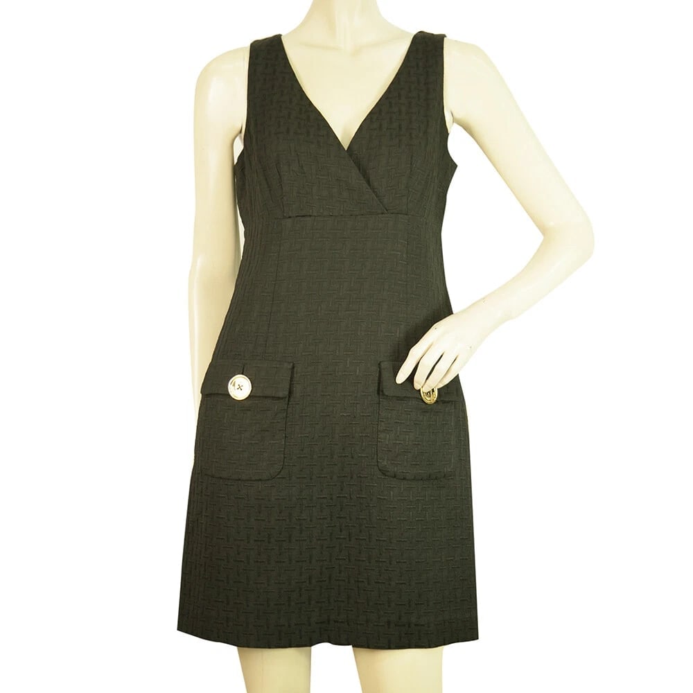 Michael By Michael Kors Black Sleeveless Gold Buttons Mini Length dress size 6 (1 of 5)