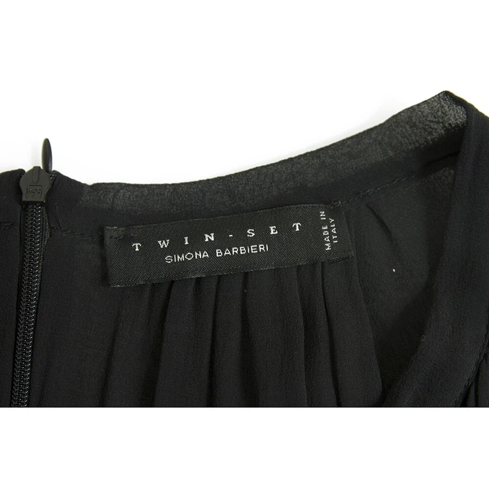 Twin Set Simona Barbieri Black Sleeveless V Neckline w. Bow Mini Dress - 3