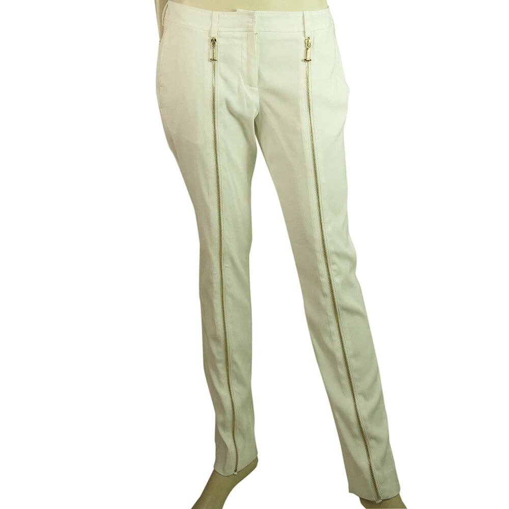 Philipp Plein Couture Off White Ivory Gold Exposed Zippers Trousers Pants sz 42 (1 of 7)