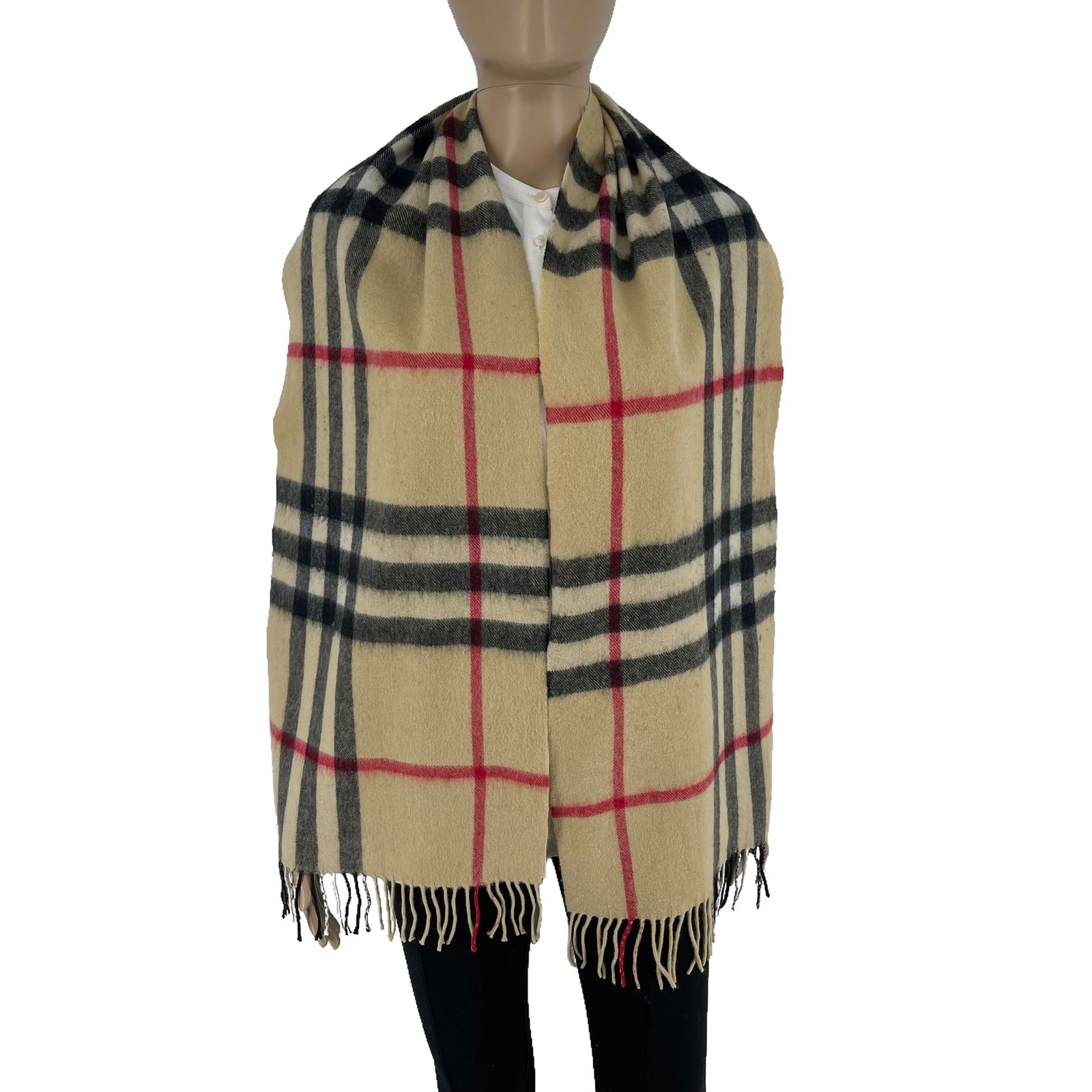 Burberry Beige Plaid 100% Wool Scarf: Title: Burberry Beige Plaid 100% Wool ScarfBrand:BurberryDate/Period: ModernMaterial:100% WoolSize:One SizeDescription:Burberry Beige Plaid 100% Wool Scarf Reserve: $70.00 Shipping:Domestic: