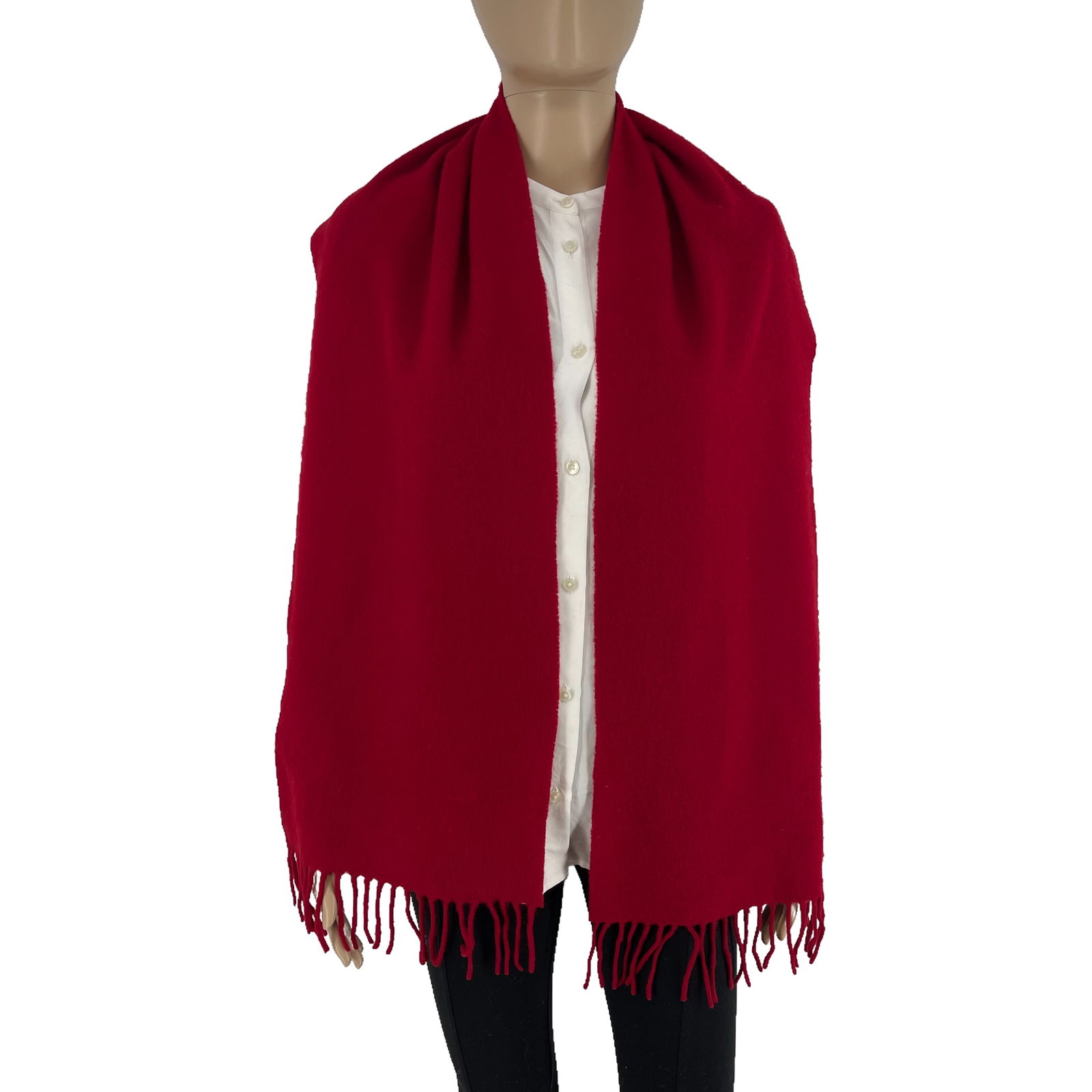 Yves Saint Laurent Red Solid 100% Wool Scarf (1 of 10)