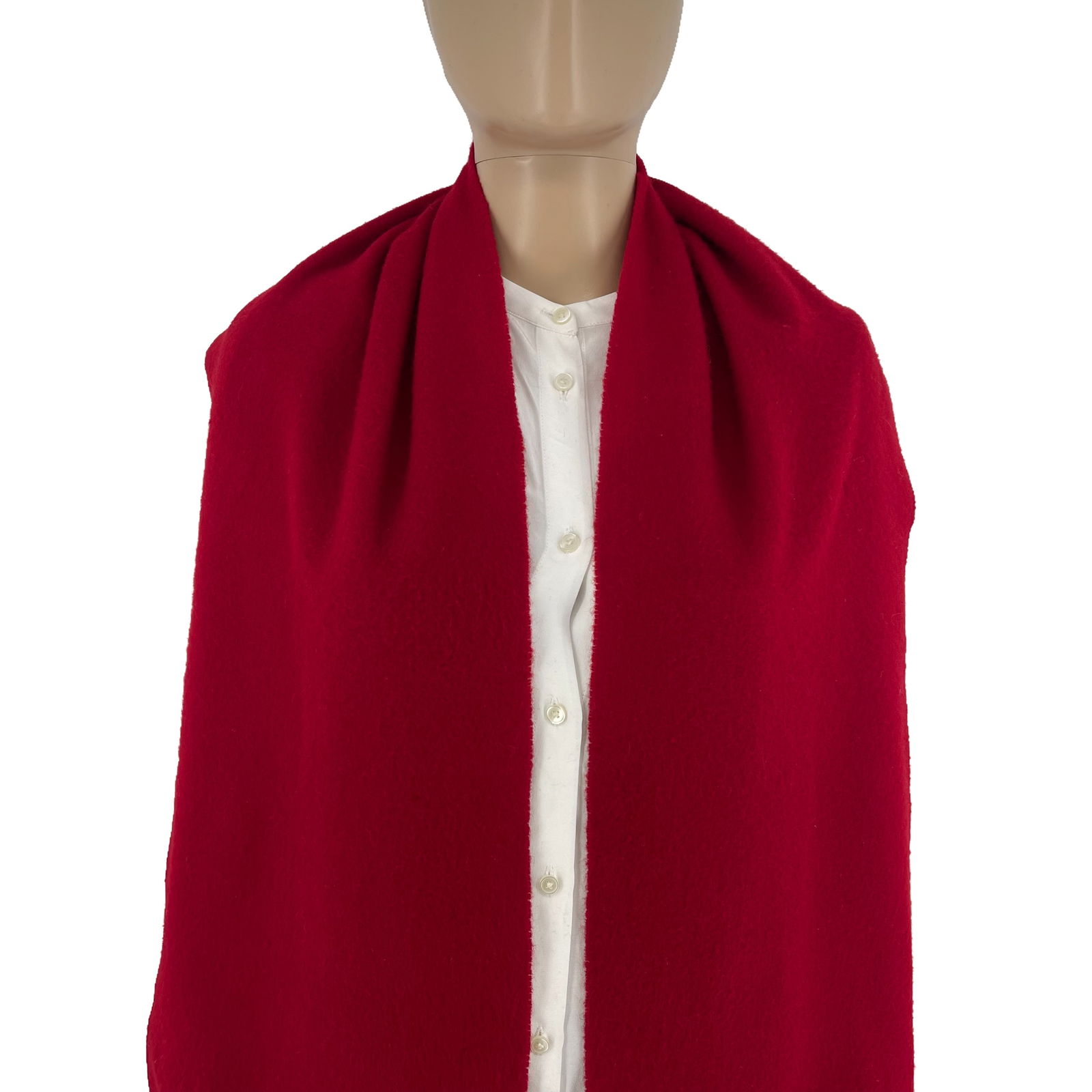 Yves Saint Laurent Red Solid 100% Wool Scarf - 2