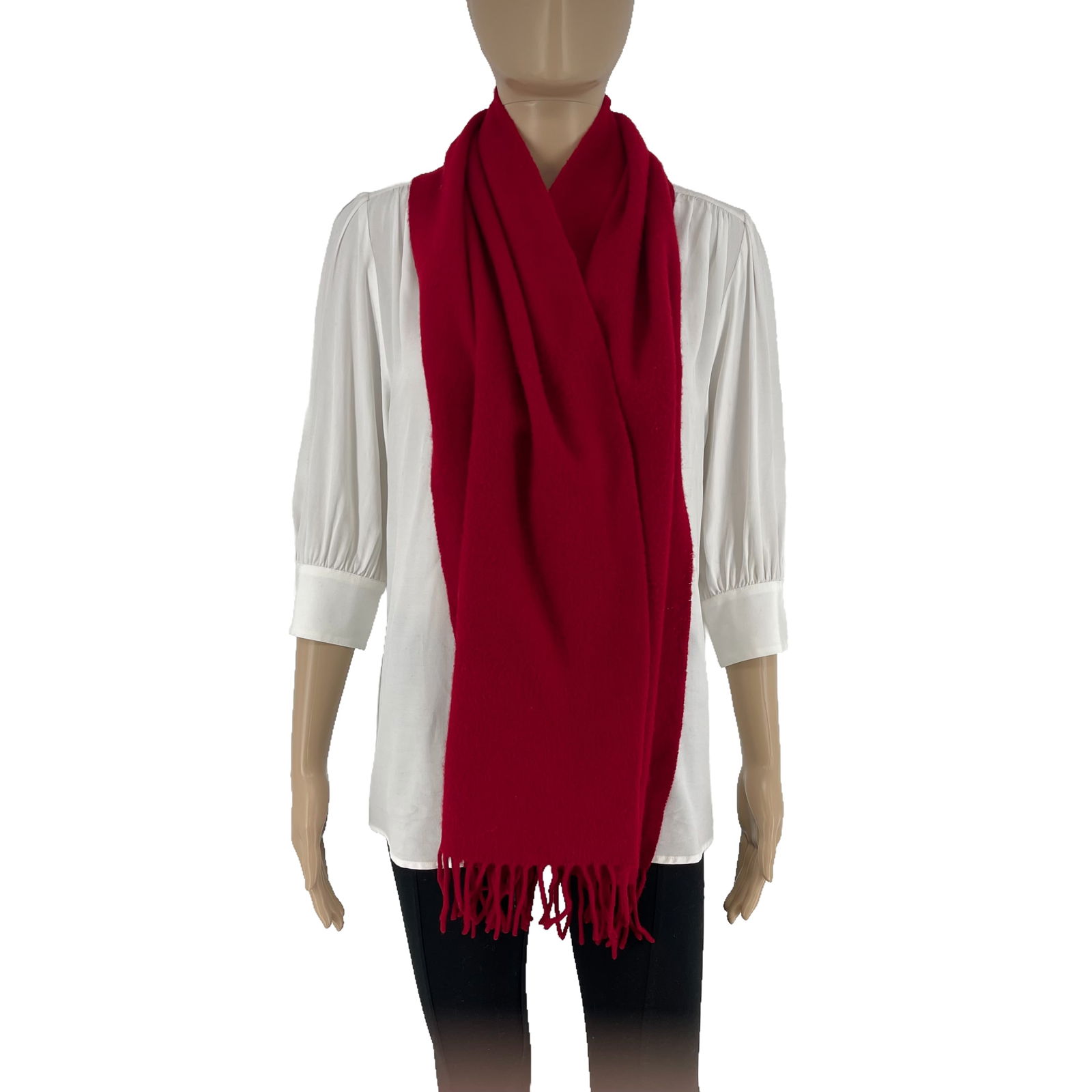 Yves Saint Laurent Red Solid 100% Wool Scarf - 3