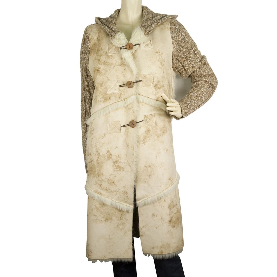 Passport Beige Warm Winter Women's Wool Faux Sheepskin Jacket Coat size S (1 of 6)