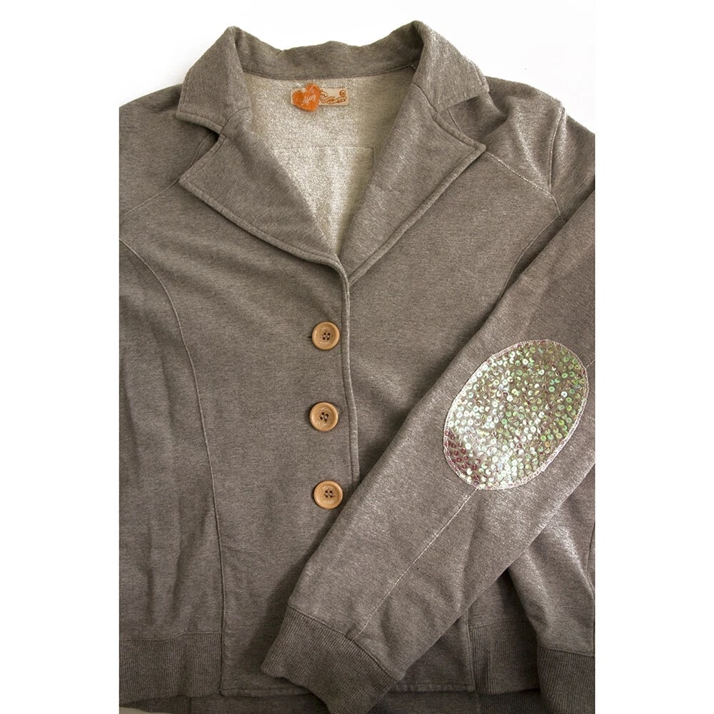 Ajay by Liu Jo Gray Button Closure Cotton Summer Cardigan jacket Elbow Sequin 52 - 5