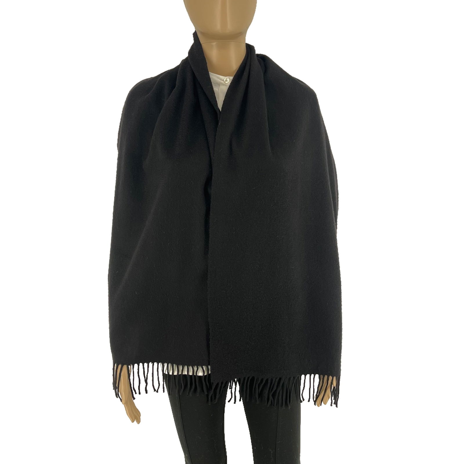 Ing. Loro Piana Black Solid 100% Cashmere Scarf (1 of 9)