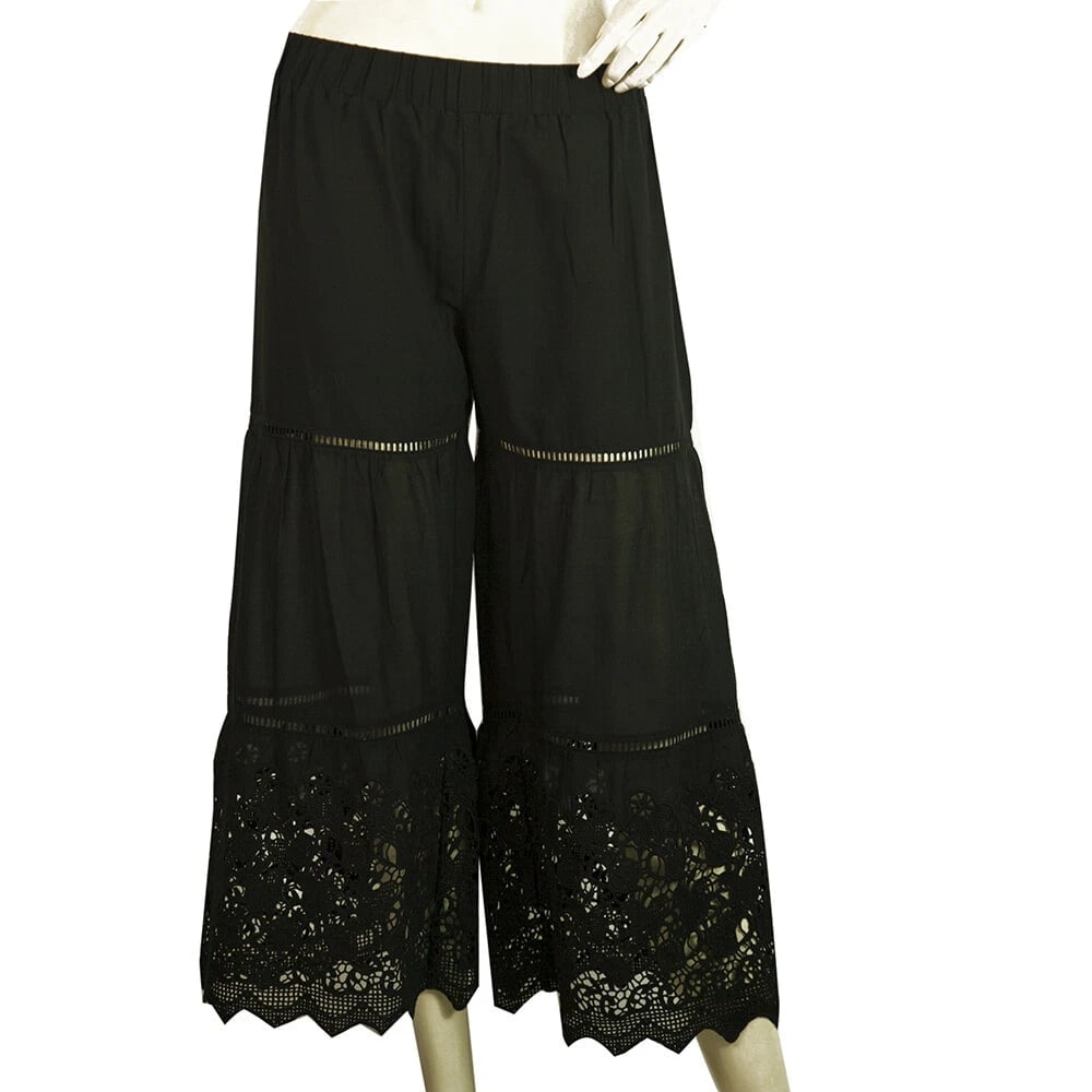 Twin Set Simona Barbieri Black Cropped Pants 100% Cotton Summer Trousers sz XS (1 of 6)
