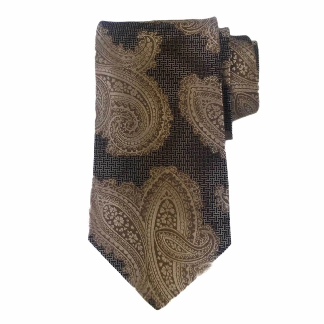 Byblos 100%Silk Beige Black Paisleys Neck Tie Necktie (1 of 6)